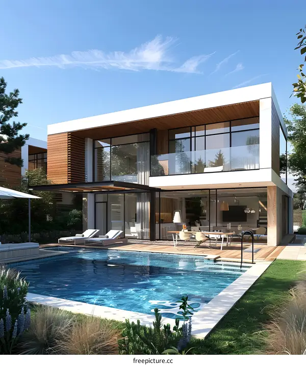 Modern Two-Story Home with Pool and Patio