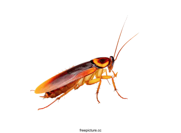 [Transparent Background PNG]Closeup of a Cockroach on a White Background