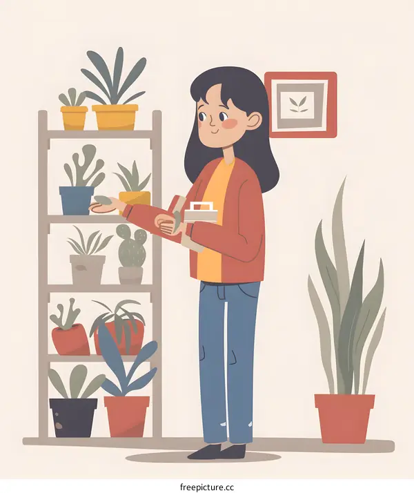 Woman Taking Care of Indoor Plants in Her Home