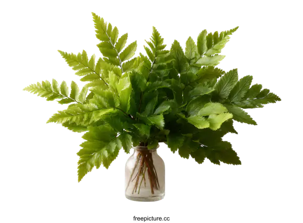 [Transparent Background PNG]Fresh Fern Bouquet in a Small Vase