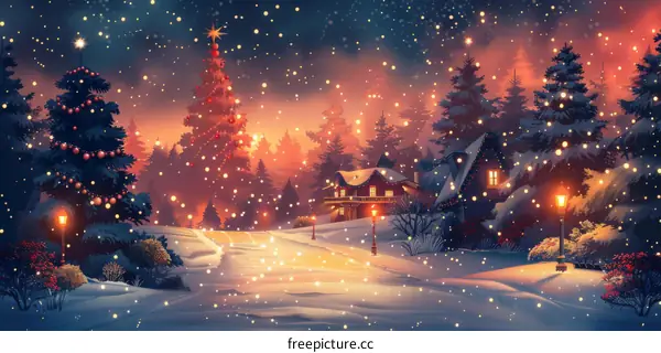 Christmas Street at Night