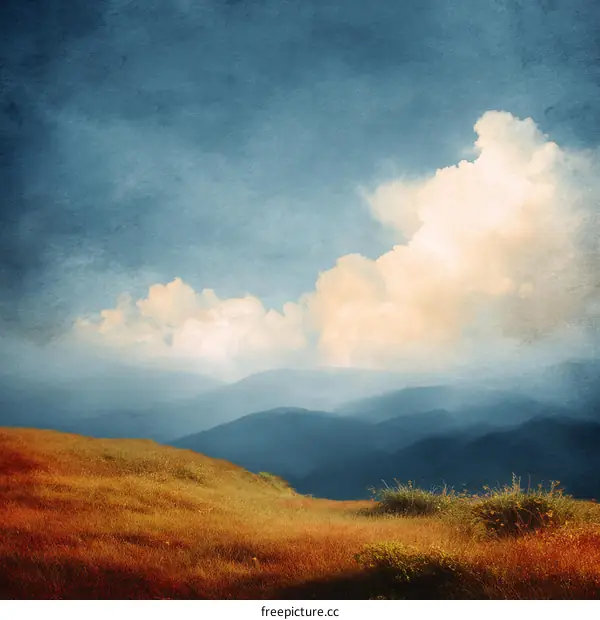 Majestic Mountain Range with Cloudy Sky Artistic Landscape