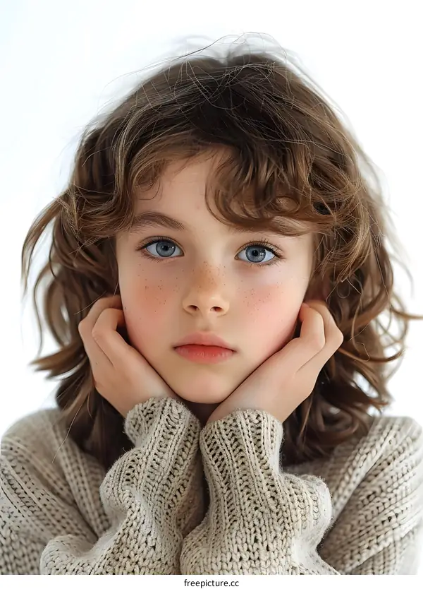 Portrait of a Young Girl with Freckles
