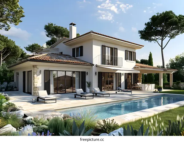 Modern Villa With Swimming Pool And Garden