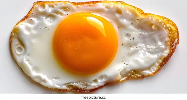 A perfect fried egg on a white background