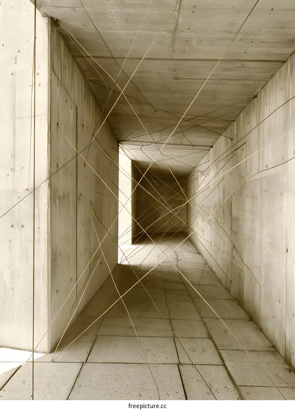 Abstract Concrete Corridor with Wires
