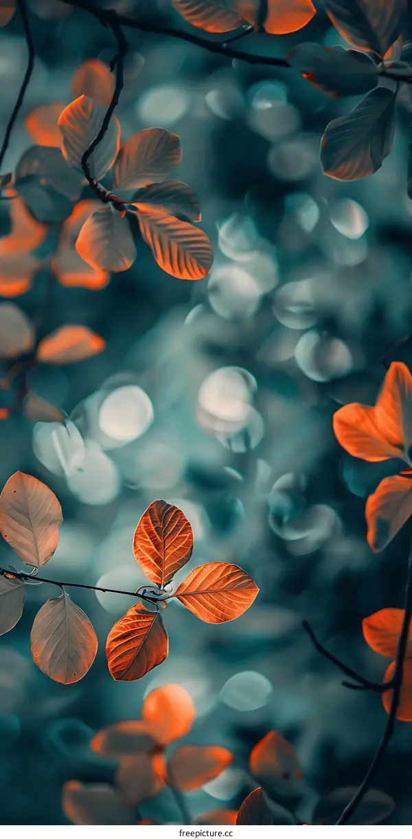 Autumn Leaves in a Forest with Bokeh