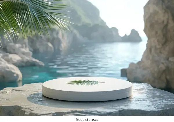 Coastal Scene with White Display Platform