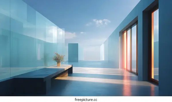 Modern Architecture Exterior View with Glass Walls