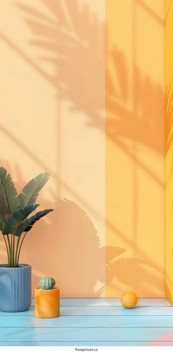 Minimalist Summer Home Decor with  Orange and Blue Accents