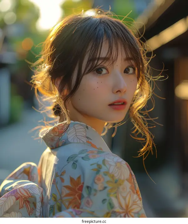 Asian Woman in Traditional Japanese Dress