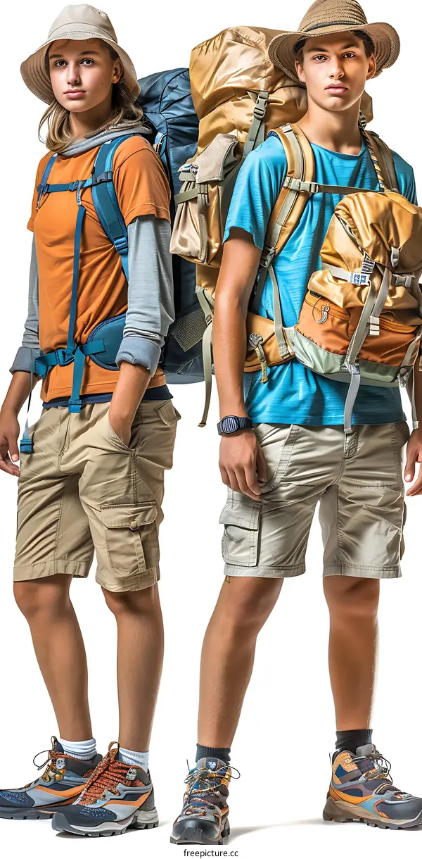 Two Teenagers Ready for Hiking Adventure