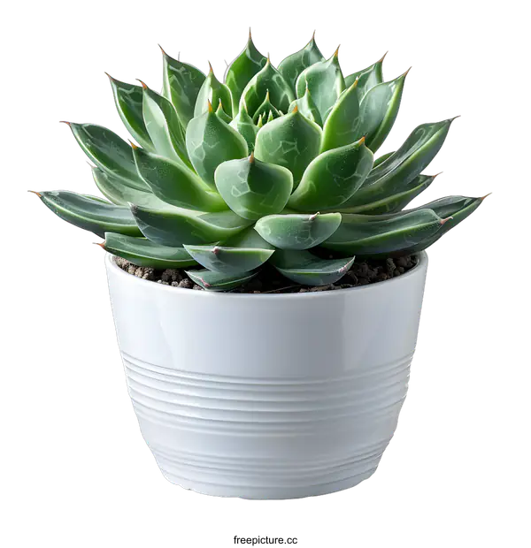 [Transparent Background PNG]Green succulent plant in white pot