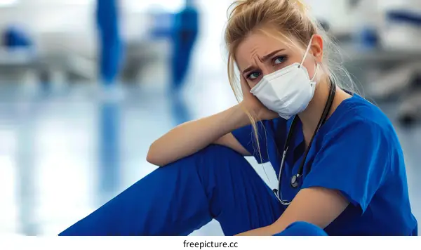Tired Healthcare Worker in Hospital