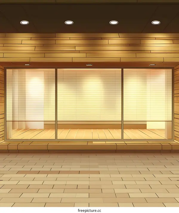 Empty Store Front With Wooden Paneling