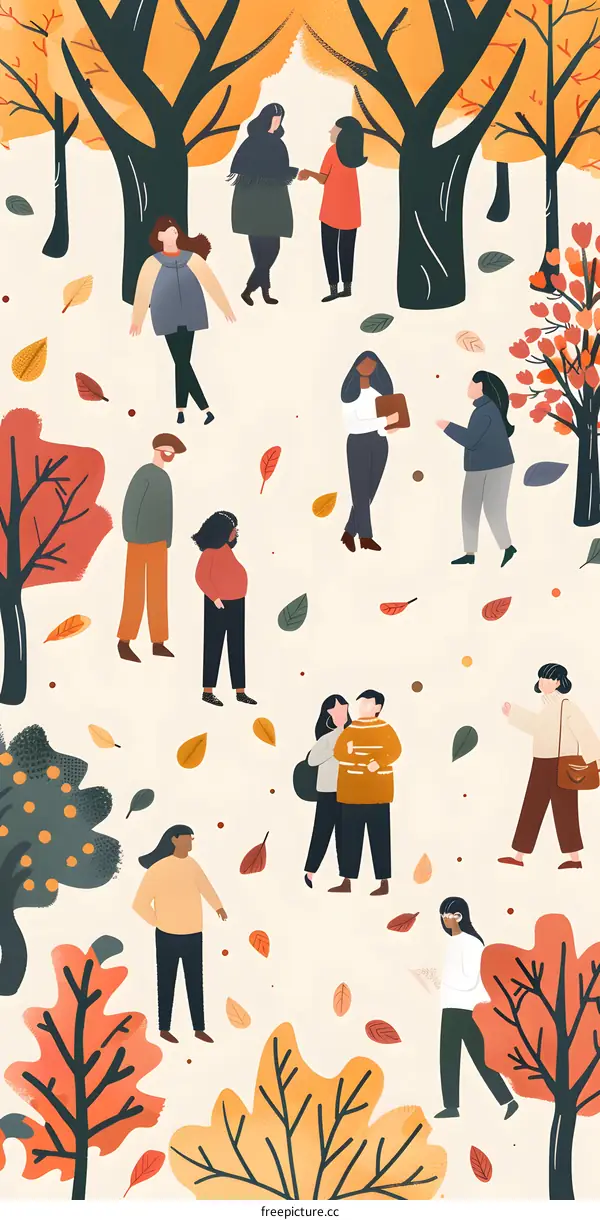 People Enjoying a Fall Day in the Park