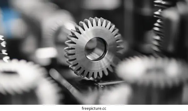 Close-up View of Interconnected Gears