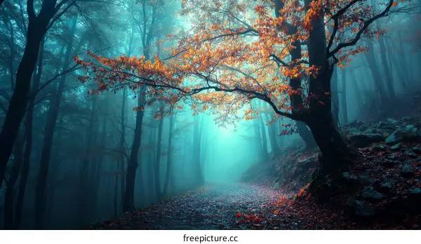 Mystical Autumn Forest Path