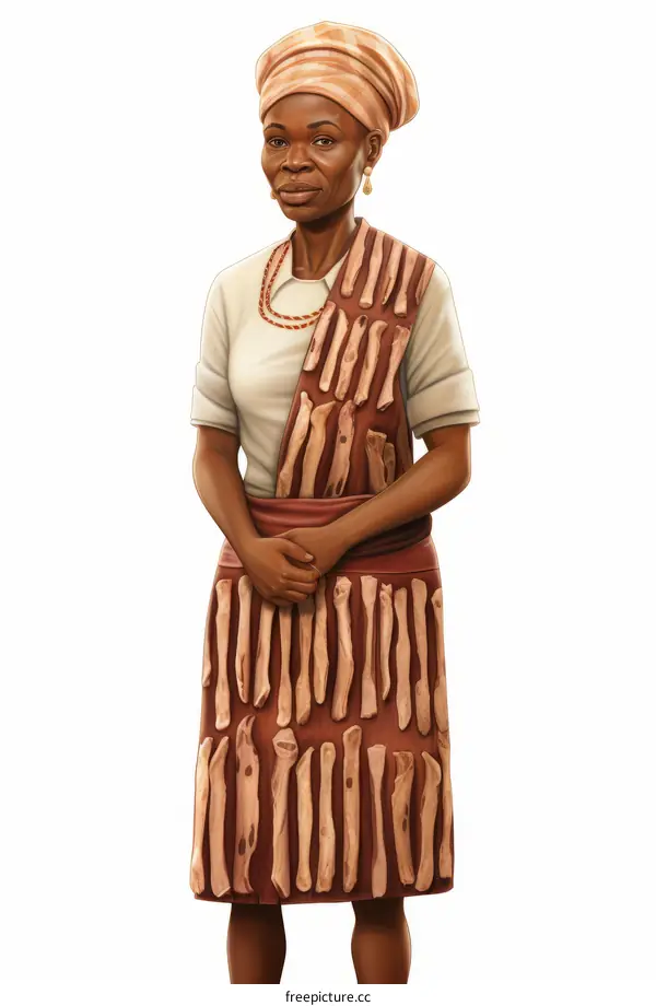 Ghanaian Woman in Traditional Beaded Dress