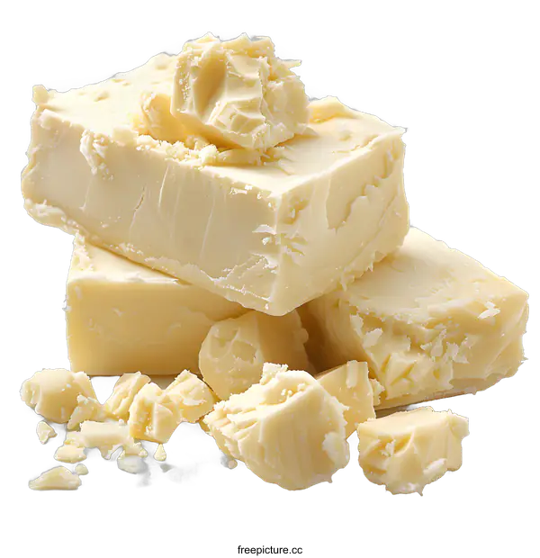 [Transparent Background PNG]Close-up of a stack of three blocks of white chocolate on a white background