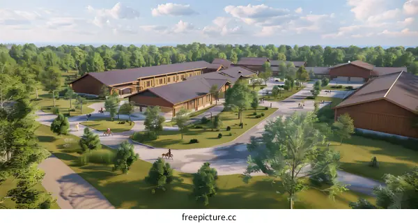 Aerial View of a Modern Equestrian Center