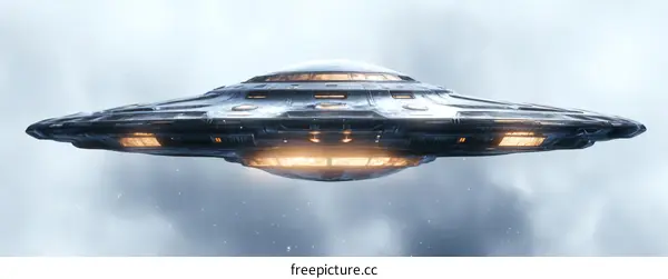 Futuristic Flying Saucer in the Sky