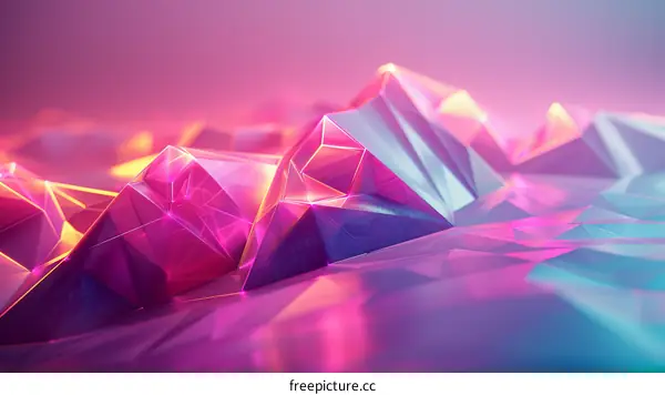 Pink and Purple Crystal Mountain Landscape