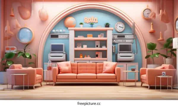 Retro Futuristic Living Room Interior Design