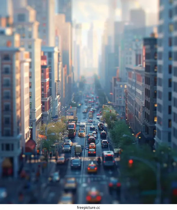 Busy City Street with Many People