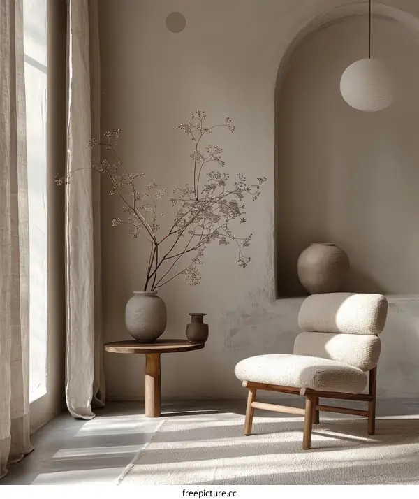 A Stylish Living Room With Neutral Colors and Natural Materials