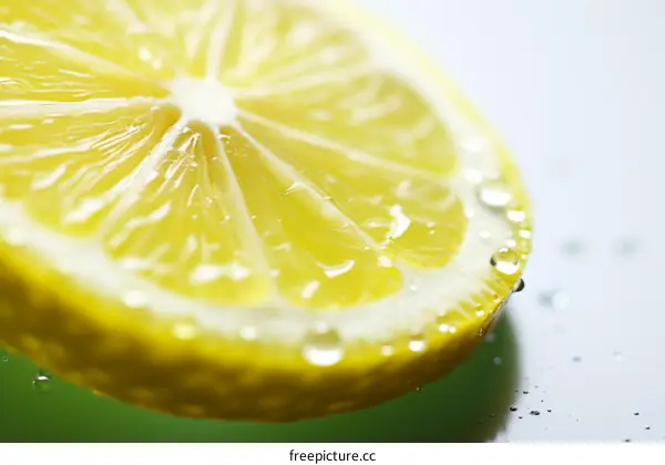 Juicy Lemon Wedge with Water Drops