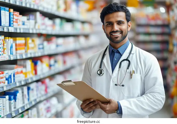 Pharmacist Checking Medications in Pharmacy