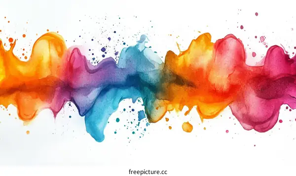 Abstract Watercolor Painting with Splashes