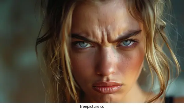 Close Up Portrait of a Woman with Intense Gaze