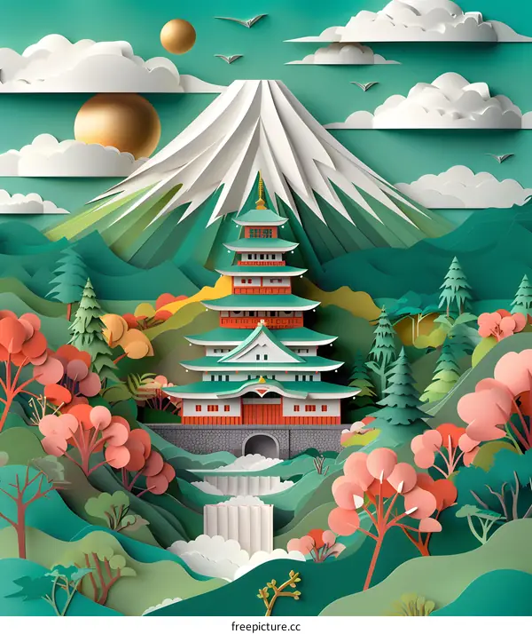 Papercraft Mountain Landscape