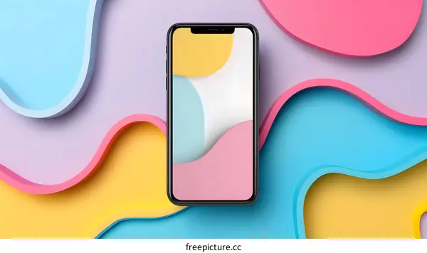 Abstract Phone Background With Colorful Waves