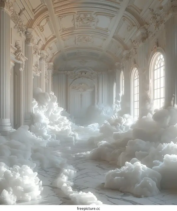 White Clouds Fill a Majestic Hallway