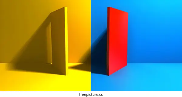 Abstract Minimalist Geometric Shapes in Yellow, Red, and Blue Colors