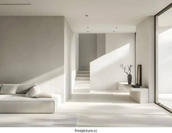 Minimalist Modern Living Room Interior Design with White Walls