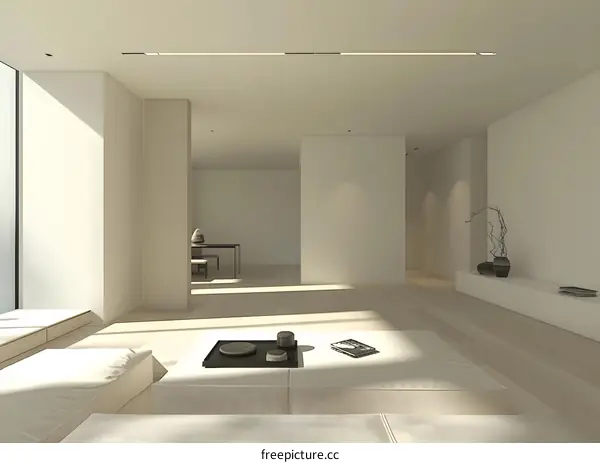 Minimalist Interior Design With White Walls and Wooden Floor