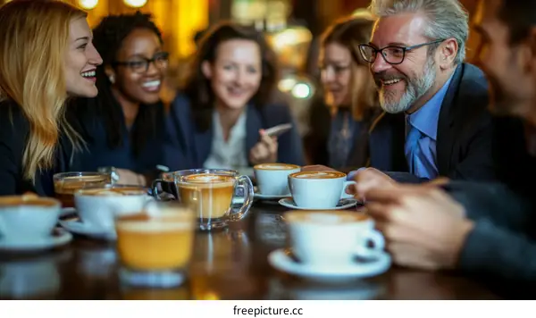 Coffee Shop Friends Enjoying Conversation