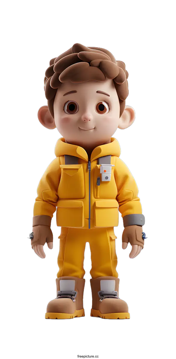 [Transparent Background PNG]3D rendering of a cute cartoon boy