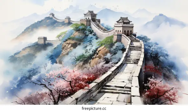 great wall of china illustration