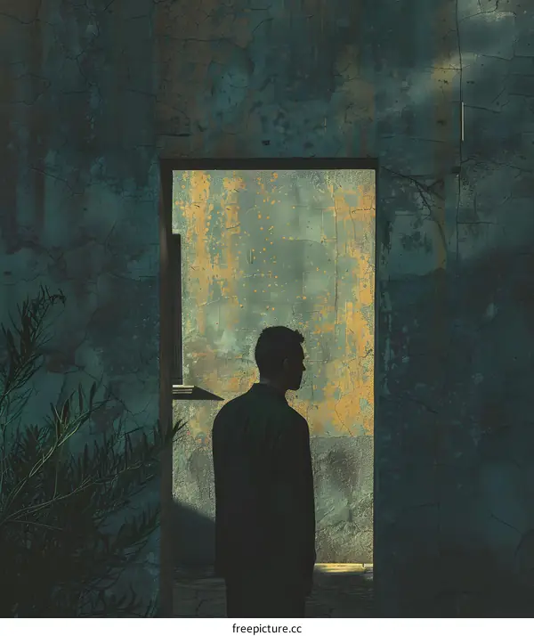 Silhouette of a Man Standing in a Doorway