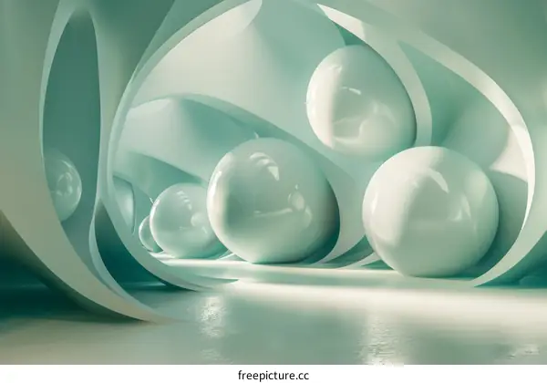 Abstract Architectural Interior Design with Smooth Balls