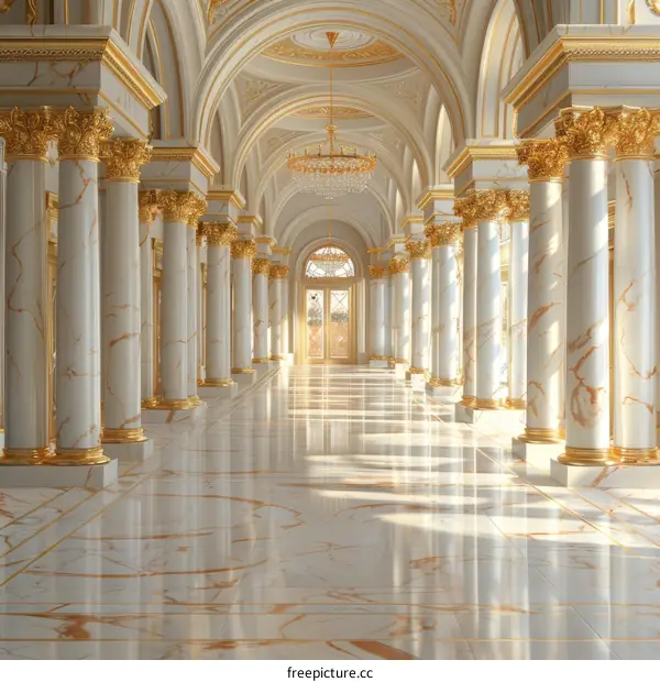 Luxury Marble Hallway with Golden Accents