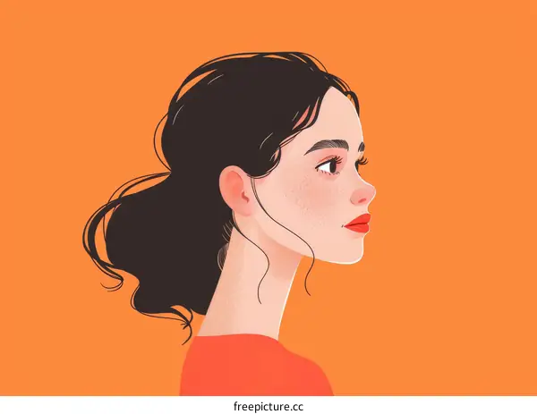 side face portrait of a young woman