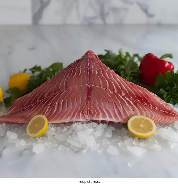 Fresh Raw Swordfish Fillet on Ice