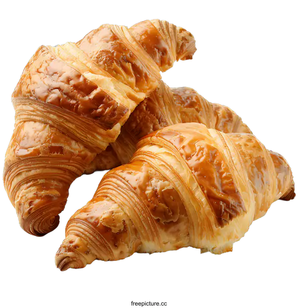 [Transparent Background PNG]Freshly Baked Croissants on White Background