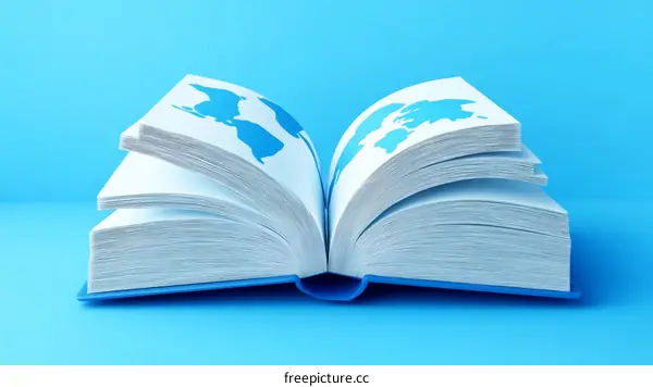 Open Book with World Maps Educational Resource